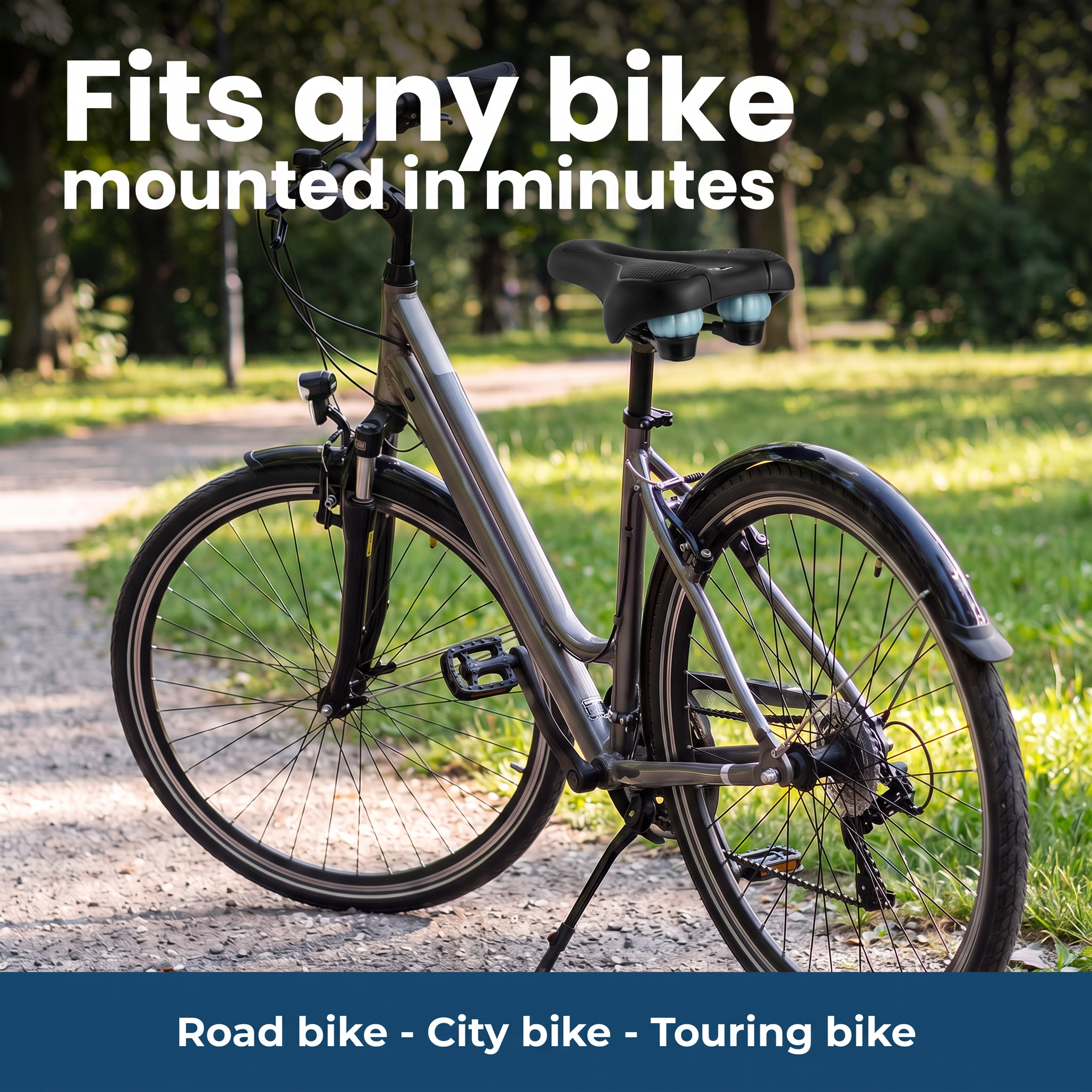 Fits any bike - road, city, touring