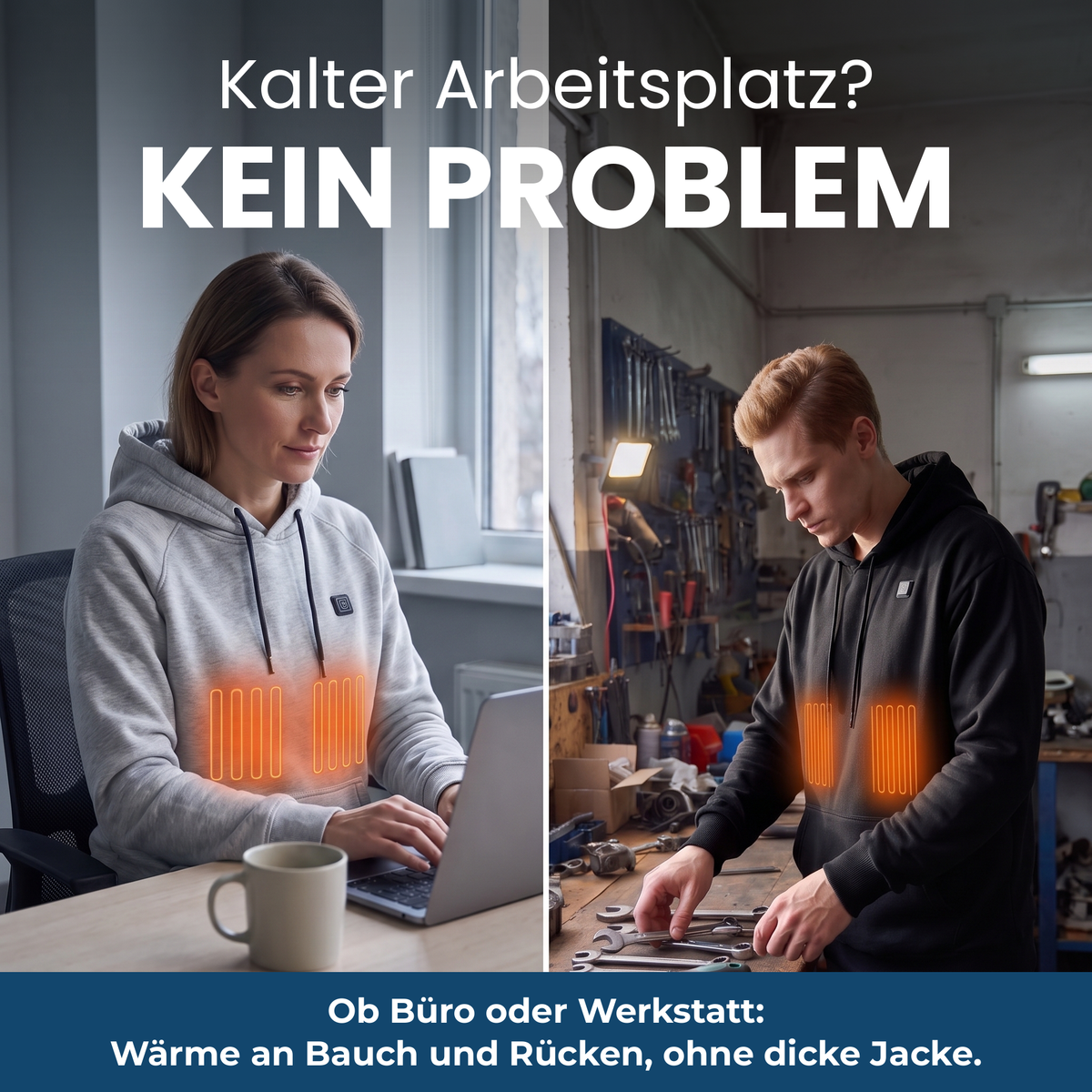 CozyHeat Heated Hoodie – warm am Arbeitsplatz