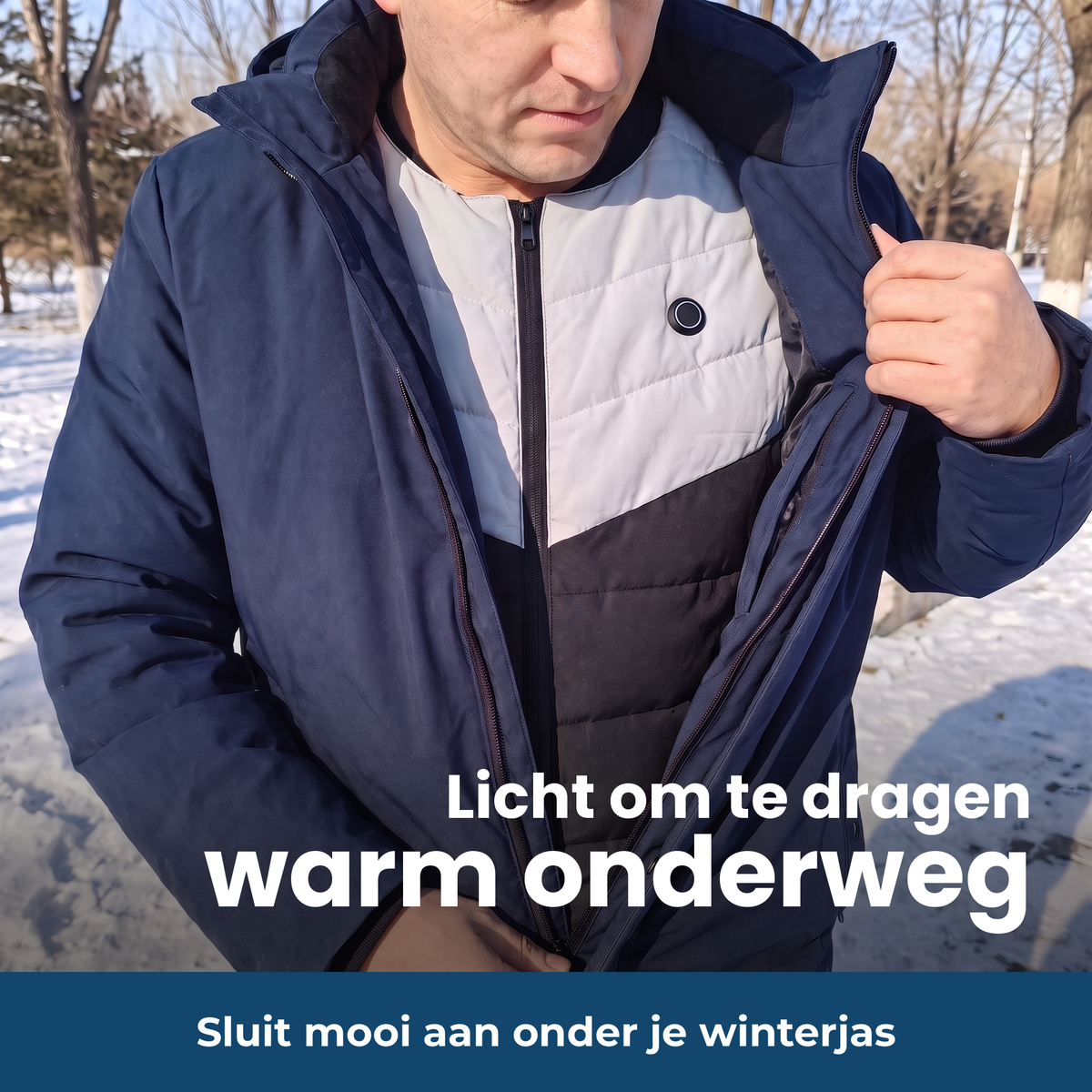 ThermoCore Pro gedragen onder een jas