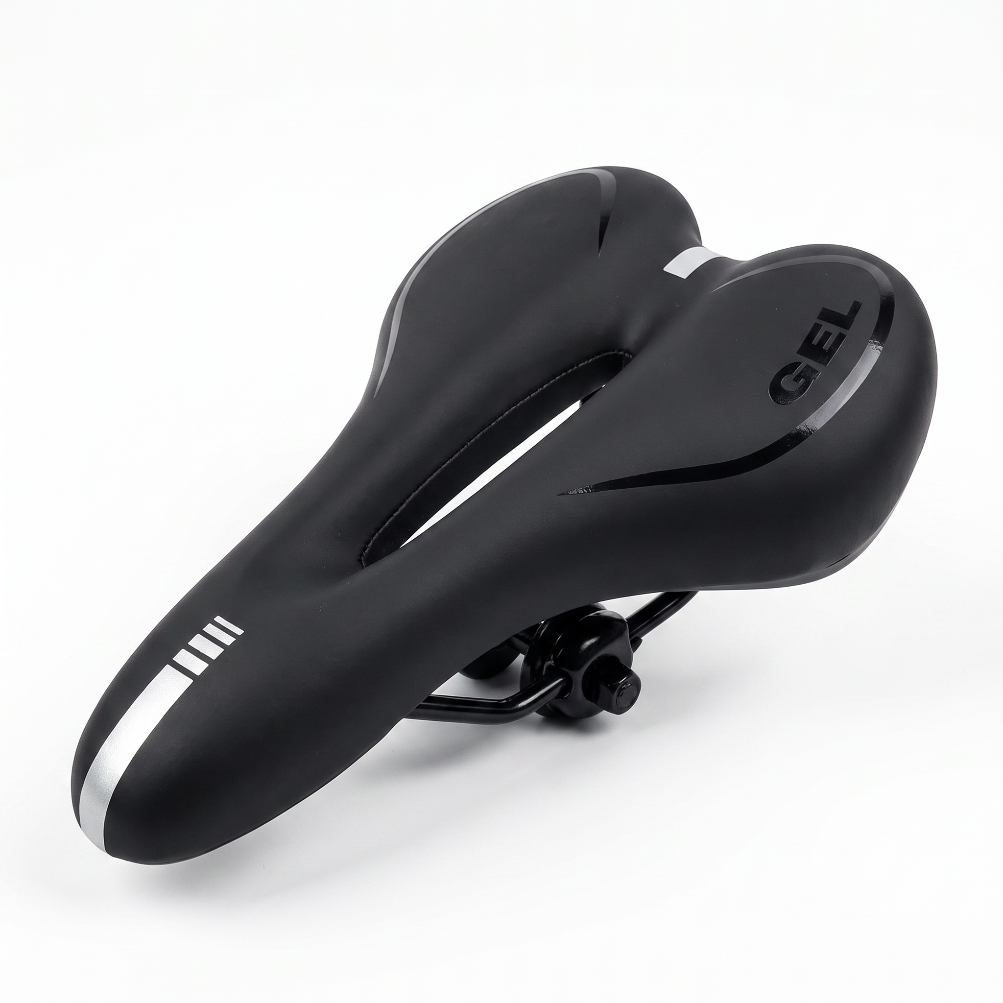 Fahrradsattel Speed Gel Men in Nachtschwarz, ergonomischer Gel-Sattel mit Entlastungskanal