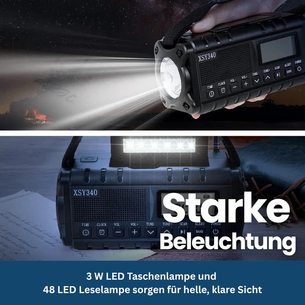 TrailGuard 10K – Solar Radio & Hand-Crank Flashlight